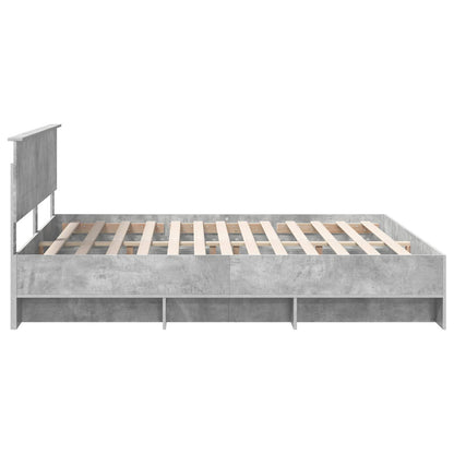 Bed Frame Concrete Grey 200 x 200 cm Engineered Wood