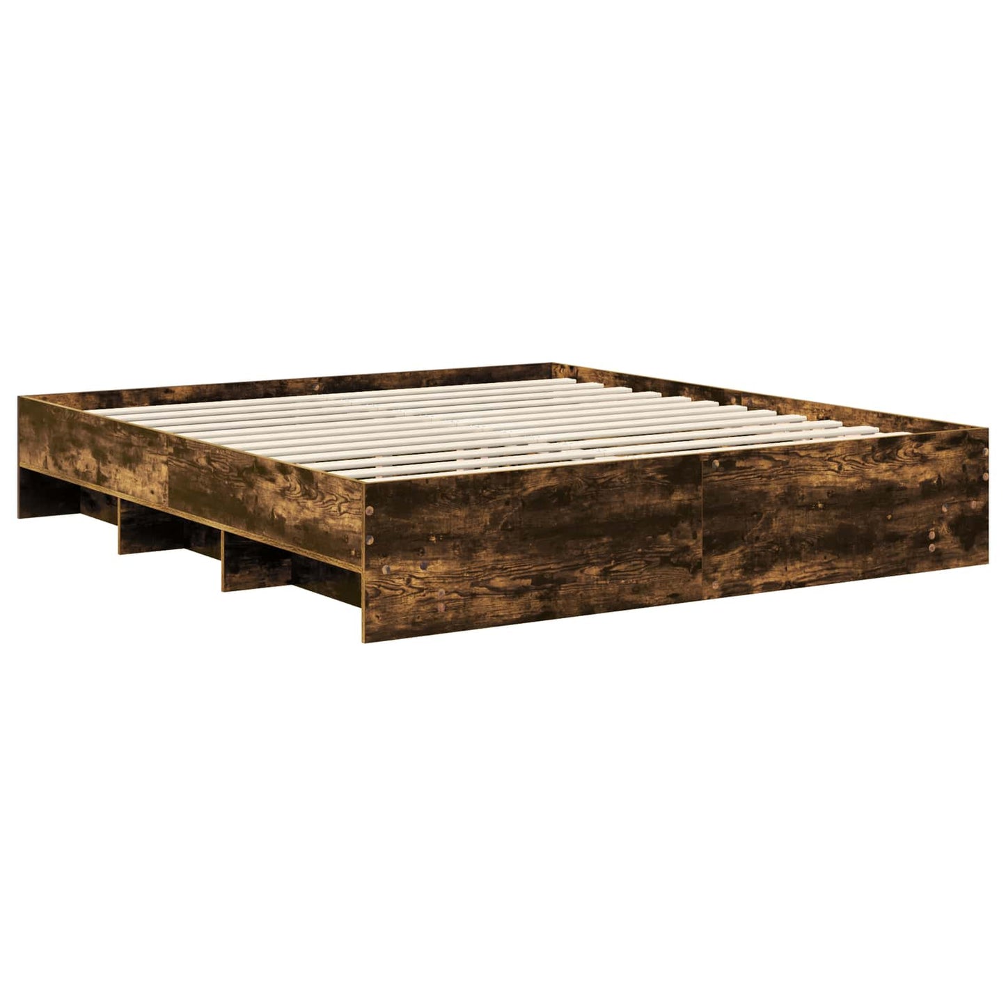 Bed Frame Smoked Oak 200 x 200 cm Engineered Wood