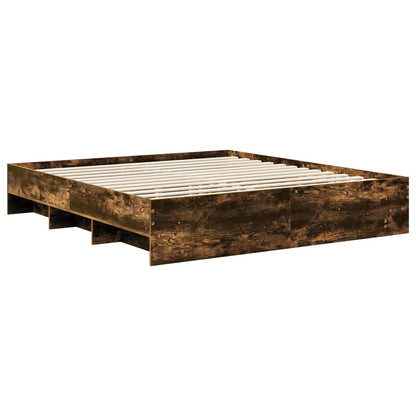 Bed Frame Smoked Oak 200 x 200 cm Engineered Wood