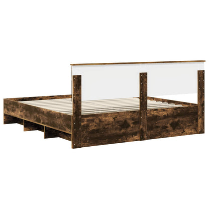 Bed Frame Smoked Oak 200 x 200 cm Engineered Wood