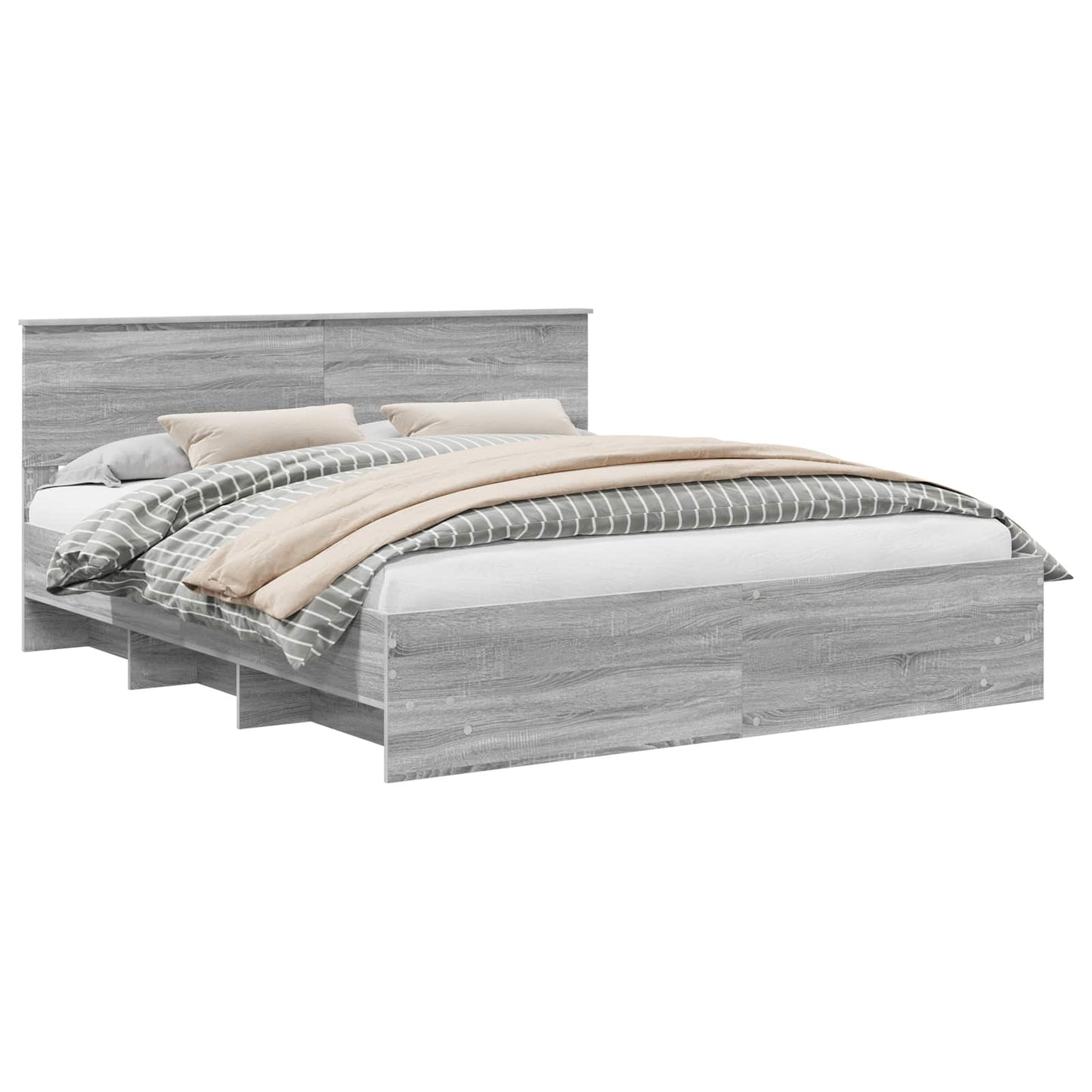 Bed Frame Grey Sonoma 200 x 200 cm Engineered Wood