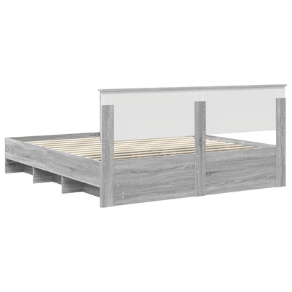 Bed Frame Grey Sonoma 200 x 200 cm Engineered Wood