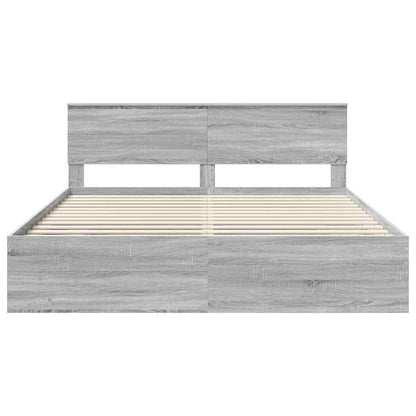 Bed Frame Grey Sonoma 200 x 200 cm Engineered Wood