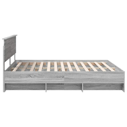 Bed Frame Grey Sonoma 200 x 200 cm Engineered Wood
