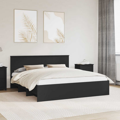 Bed Frame with Headboard Black 180 x 200 cm Engineered Wood