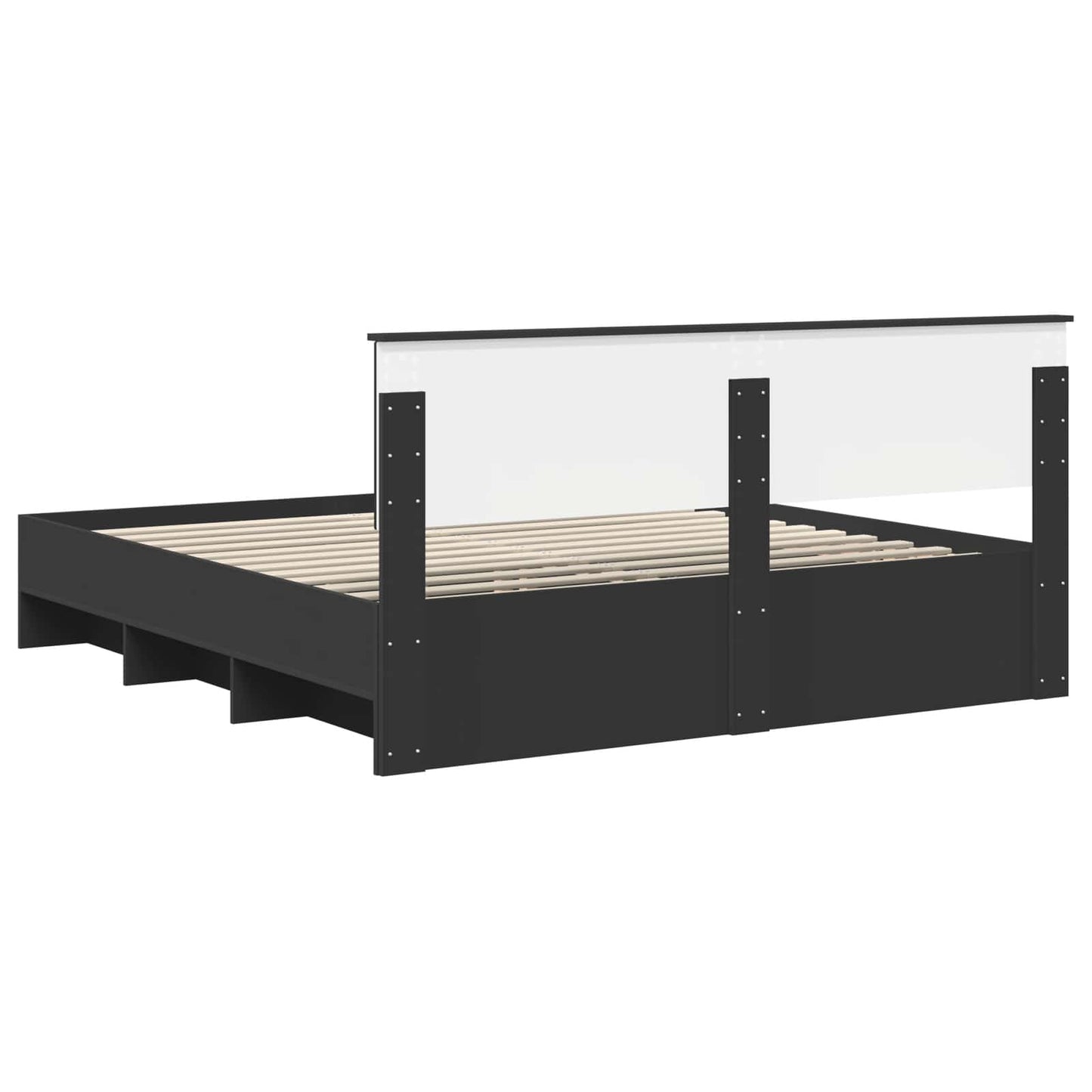 Bed Frame with Headboard Black 180 x 200 cm Engineered Wood