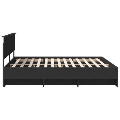 Bed Frame with Headboard Black 180 x 200 cm Engineered Wood