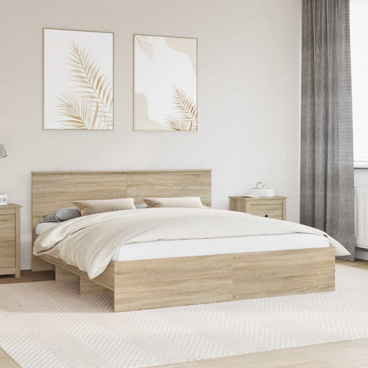 Bed Frame Sonoma Oak 180 x 200 cm Engineered Wood