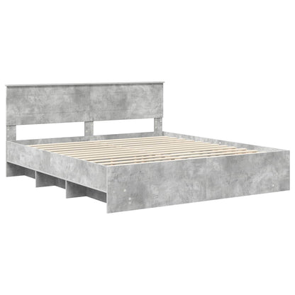 Bed Frame Concrete Grey 180 x 200 cm Engineered Wood