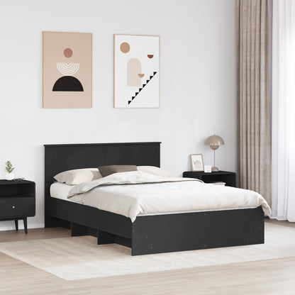 Bed Frame with Headboard Black 160 x 200 cm Engineered Wood
