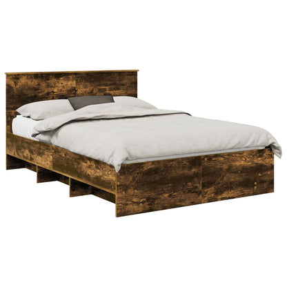 Bed Frame Smoked Oak 160 x 200 cm Engineered Wood