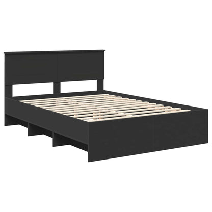 Bed Frame with Headboard Black 140 x 200 cm Engineered Wood