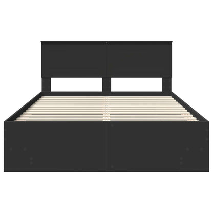 Bed Frame with Headboard Black 140 x 200 cm Engineered Wood