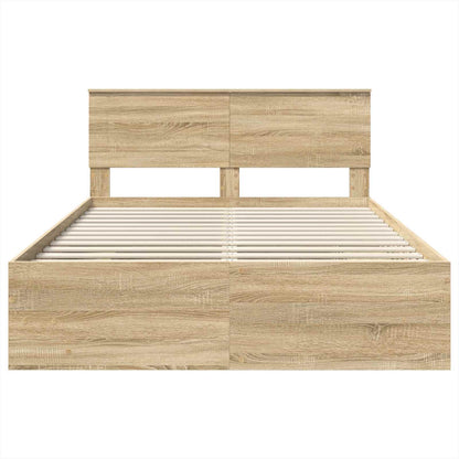 Bed Frame Sonoma Oak 140 x 200 cm Engineered Wood