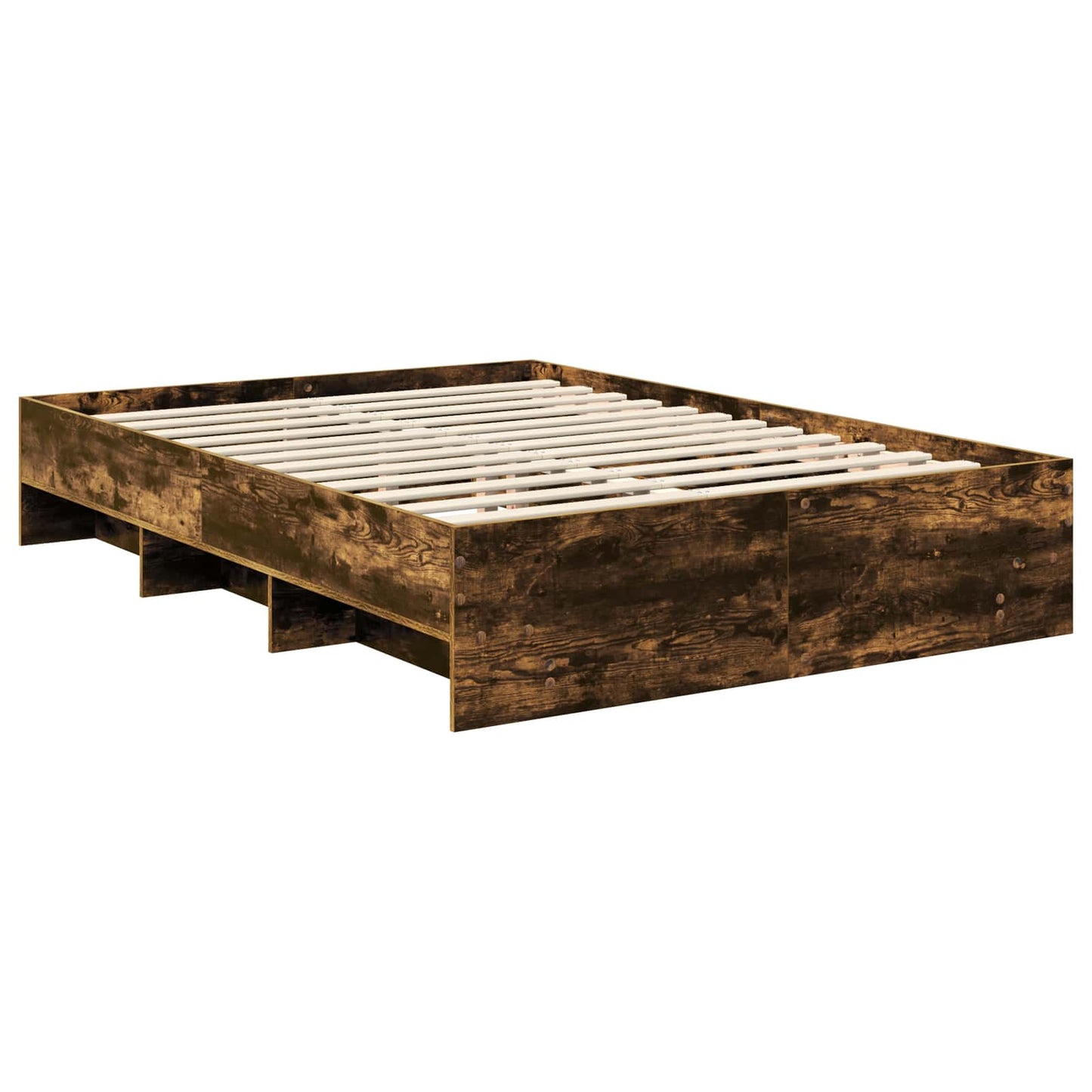 Bed Frame Smoked Oak 140 x 200 cm Engineered Wood
