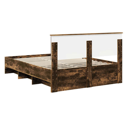 Bed Frame Smoked Oak 140 x 200 cm Engineered Wood