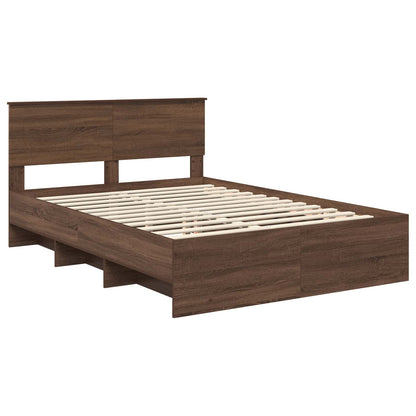 Bed Frame with Headboard Brown Oak 140 x 200 cm Engineered Wood