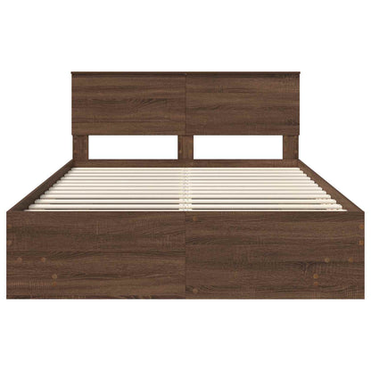 Bed Frame with Headboard Brown Oak 140 x 200 cm Engineered Wood