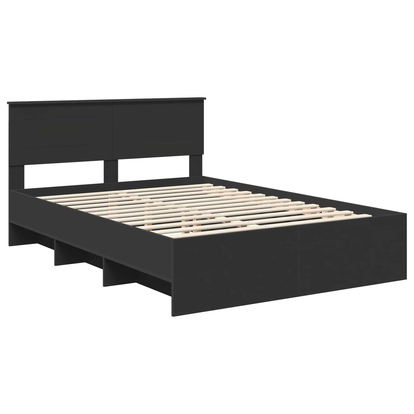 Bed Frame with Headboard Black 140 x 200 cm Engineered Wood