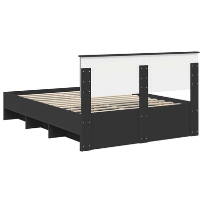 Bed Frame with Headboard Black 140 x 200 cm Engineered Wood