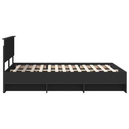 Bed Frame with Headboard Black 140 x 200 cm Engineered Wood
