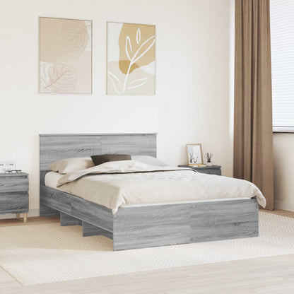 Bed Frame Grey Sonoma 140 x 200 cm Engineered Wood