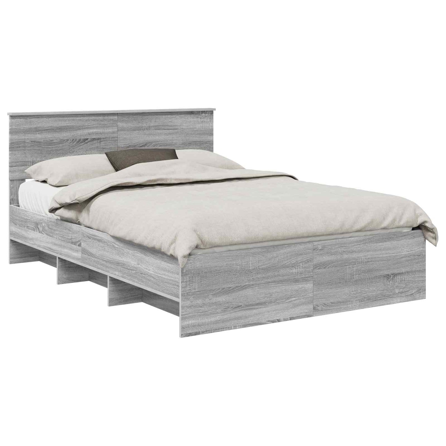 Bed Frame Grey Sonoma 140 x 200 cm Engineered Wood