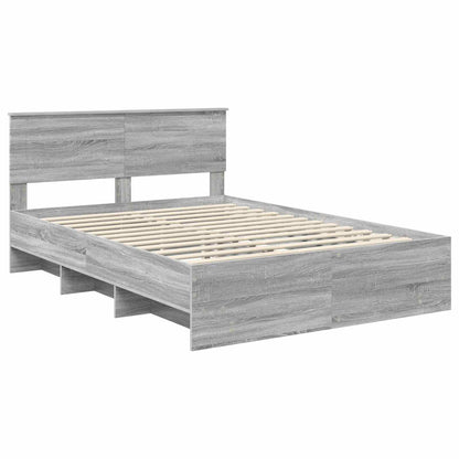 Bed Frame Grey Sonoma 140 x 200 cm Engineered Wood
