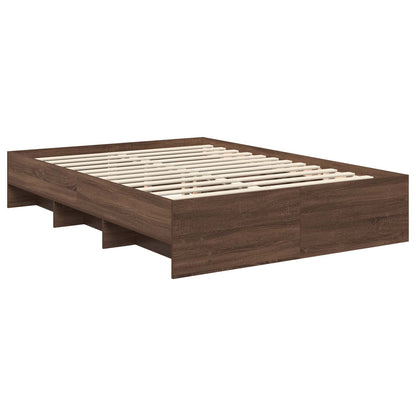 Bed Frame with Headboard Brown Oak 140 x 200 cm Engineered Wood