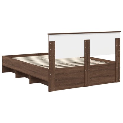 Bed Frame with Headboard Brown Oak 140 x 200 cm Engineered Wood