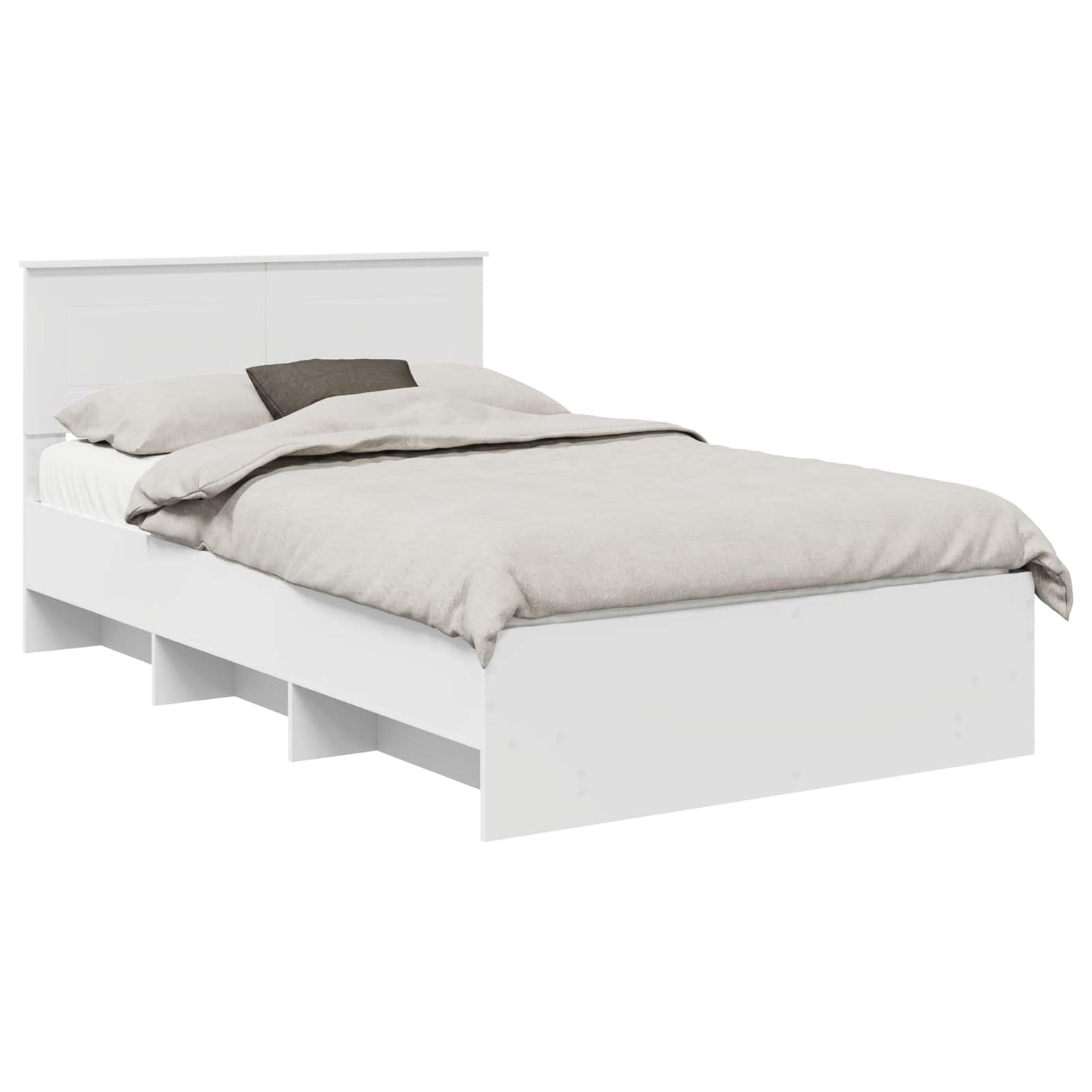 Bed Frame with Headboard White 137 x 203 cm Engineered Wood