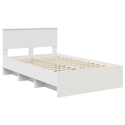 Bed Frame with Headboard White 137 x 203 cm Engineered Wood
