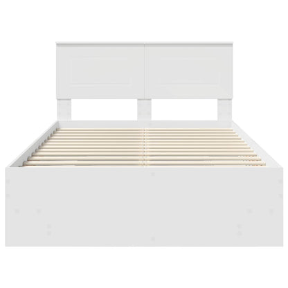 Bed Frame with Headboard White 137 x 203 cm Engineered Wood