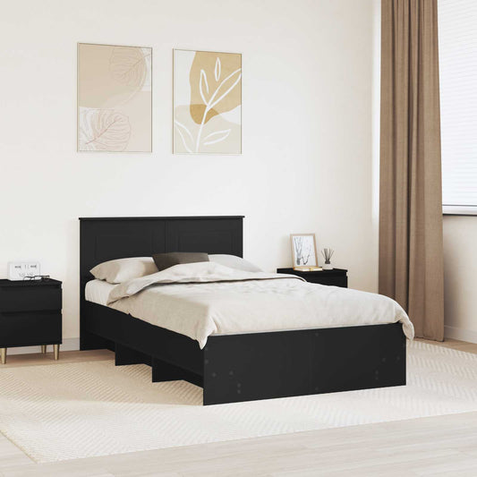 Bed Frame with Headboard Black 137 x 203 cm Engineered Wood