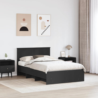Bed Frame with Headboard Black 137 x 203 cm Engineered Wood
