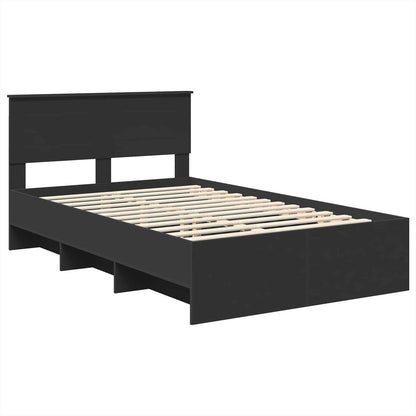Bed Frame with Headboard Black 137 x 203 cm Engineered Wood