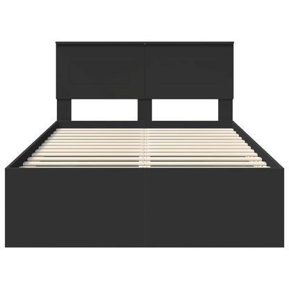 Bed Frame with Headboard Black 137 x 203 cm Engineered Wood