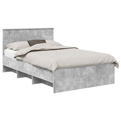 Bed Frame Concrete Grey 137 x 203 cm Engineered Wood