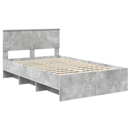 Bed Frame Concrete Grey 137 x 203 cm Engineered Wood