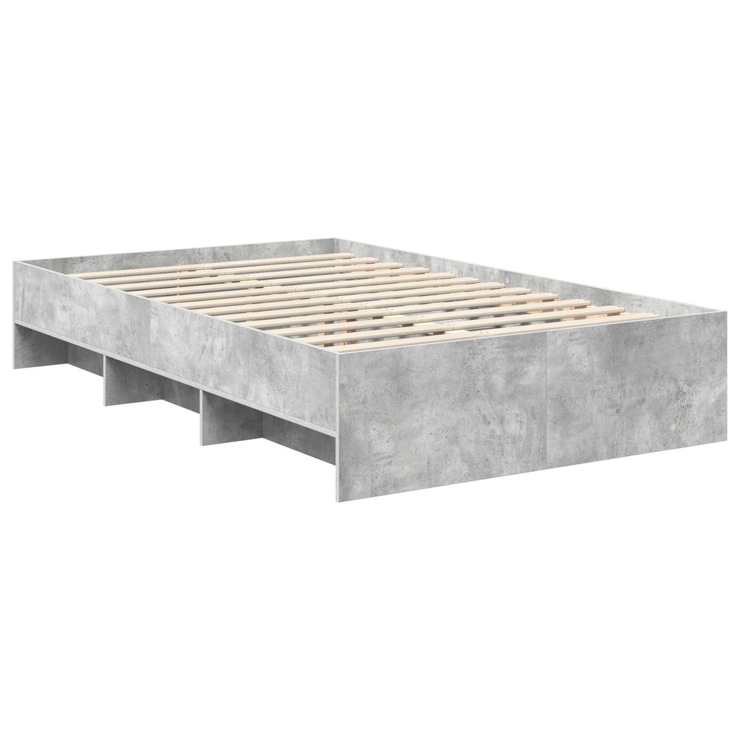 Bed Frame Concrete Grey 137 x 203 cm Engineered Wood
