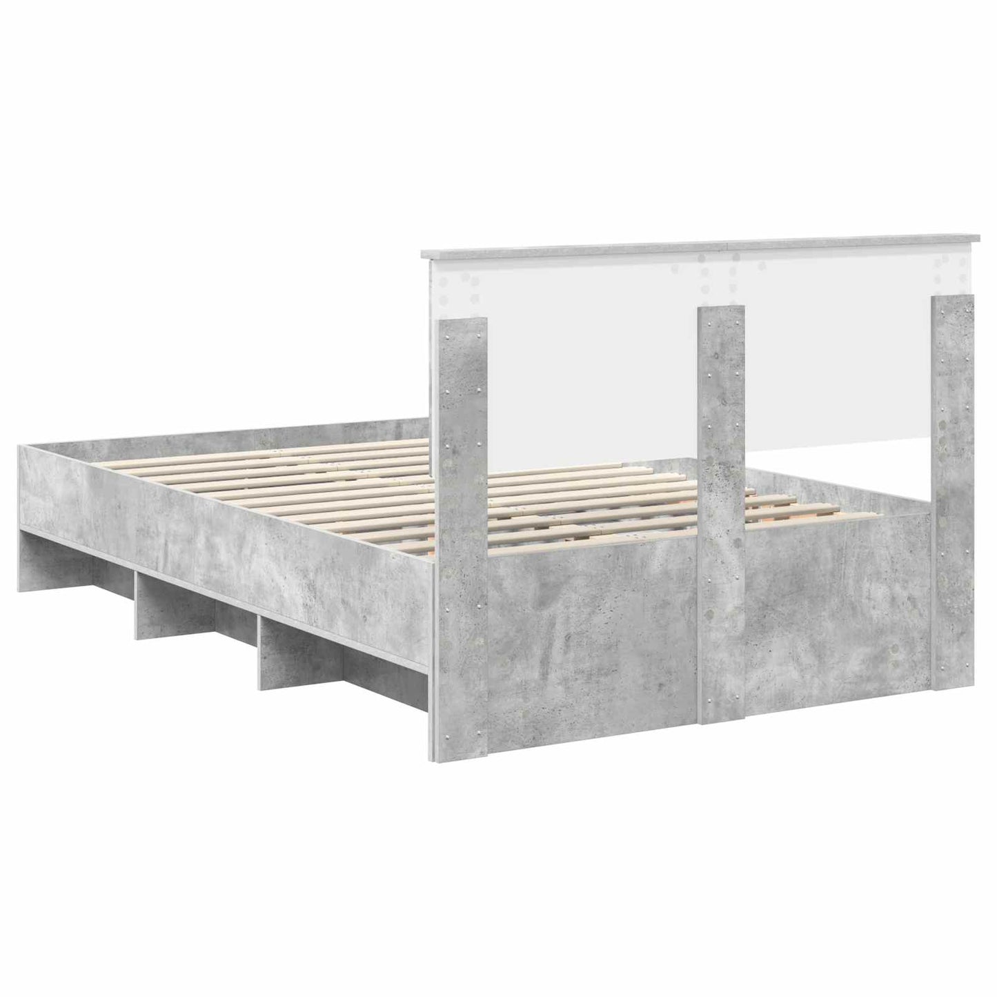 Bed Frame Concrete Grey 137 x 203 cm Engineered Wood