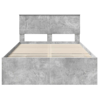 Bed Frame Concrete Grey 137 x 203 cm Engineered Wood