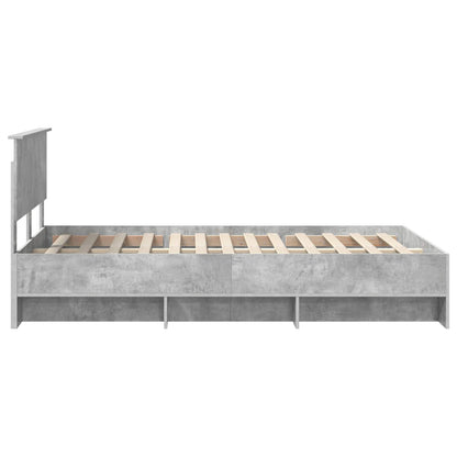 Bed Frame Concrete Grey 137 x 203 cm Engineered Wood