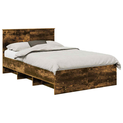 Bed Frame Smoked Oak 137 x 203 cm Engineered Wood