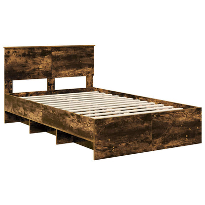 Bed Frame Smoked Oak 137 x 203 cm Engineered Wood