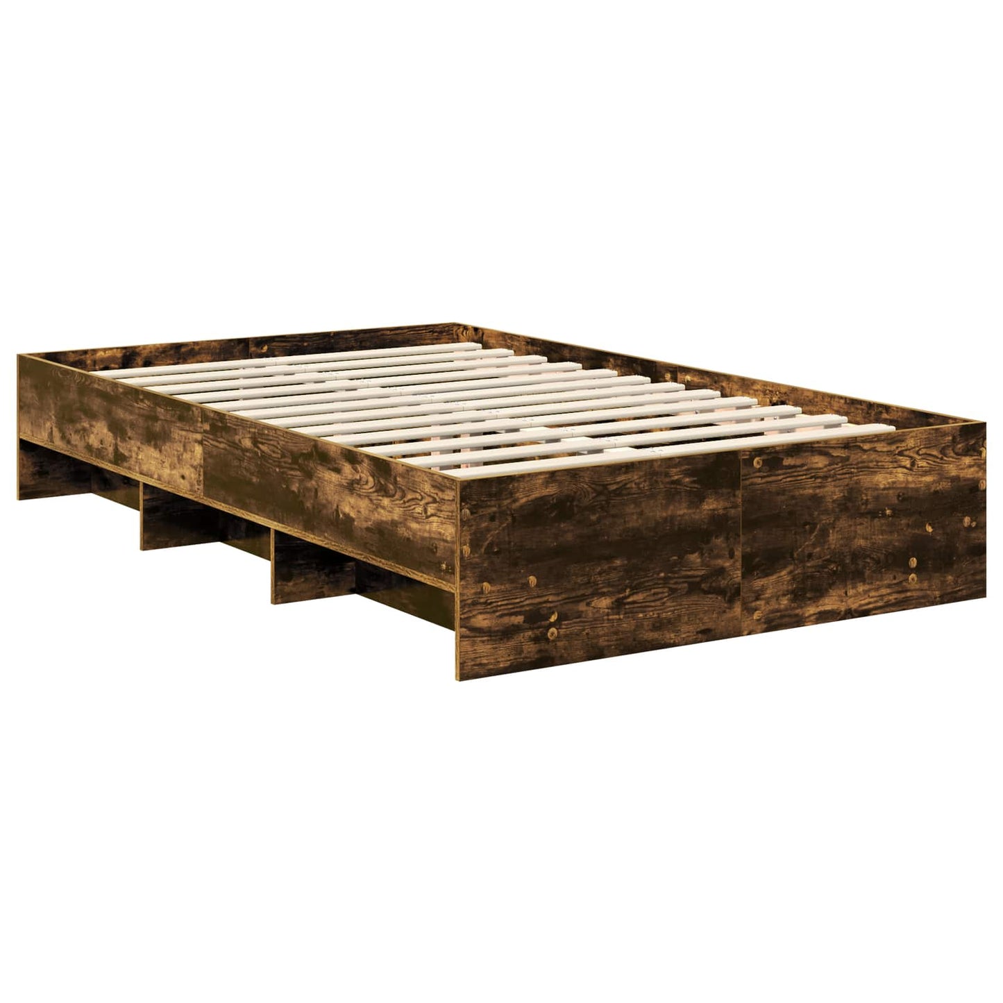 Bed Frame Smoked Oak 137 x 203 cm Engineered Wood