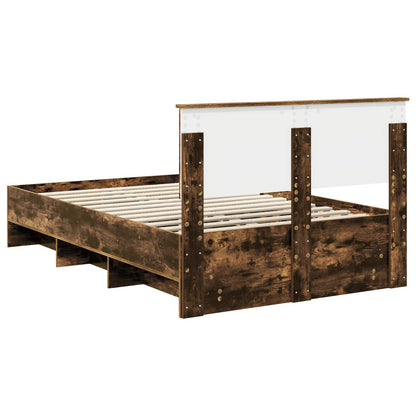 Bed Frame Smoked Oak 137 x 203 cm Engineered Wood