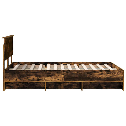 Bed Frame Smoked Oak 137 x 203 cm Engineered Wood