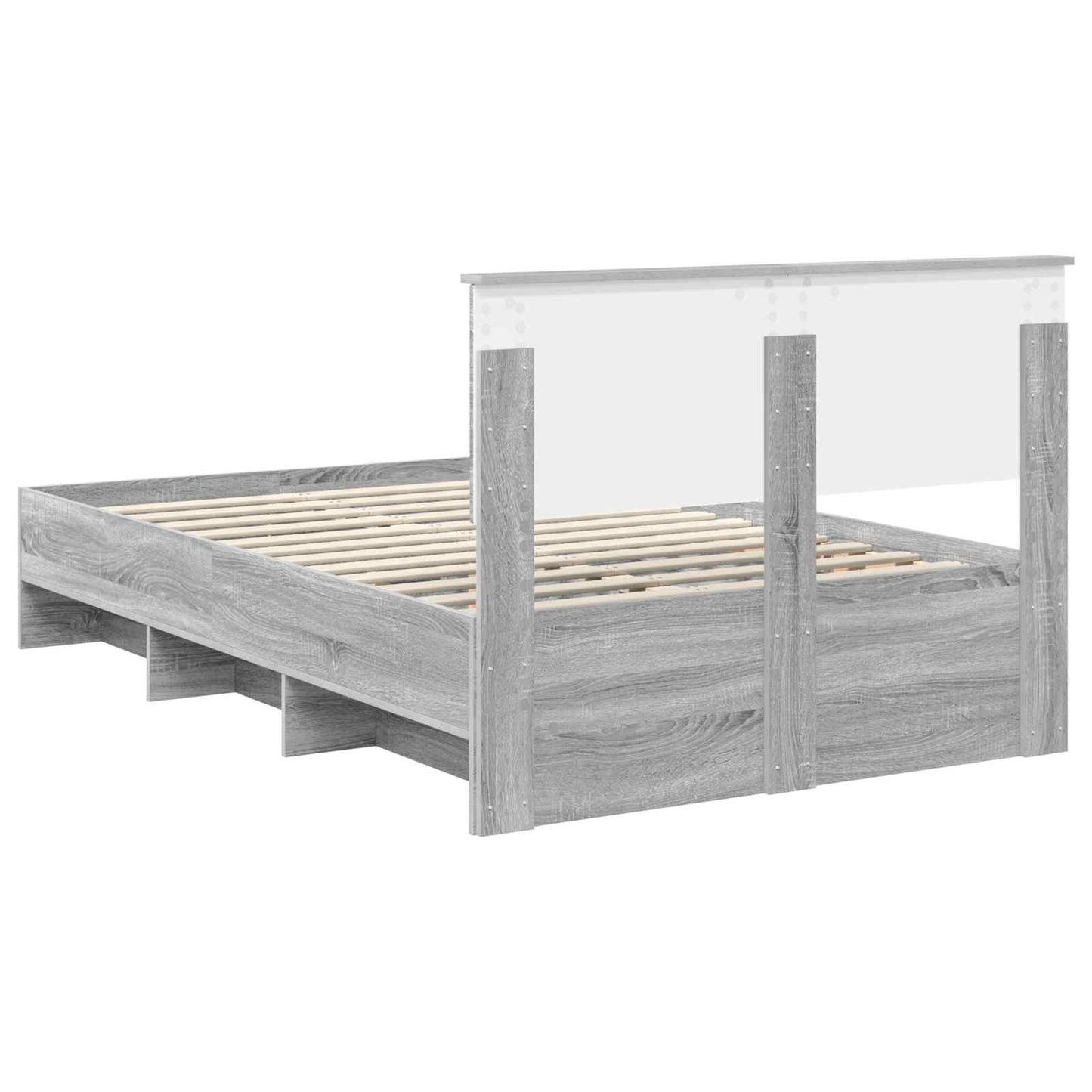 Bed Frame Grey Sonoma 137 x 203 cm Engineered Wood