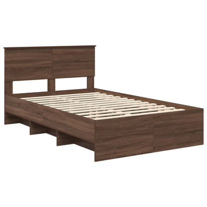 Bed Frame with Headboard Brown Oak 137 x 203 cm Engineered Wood